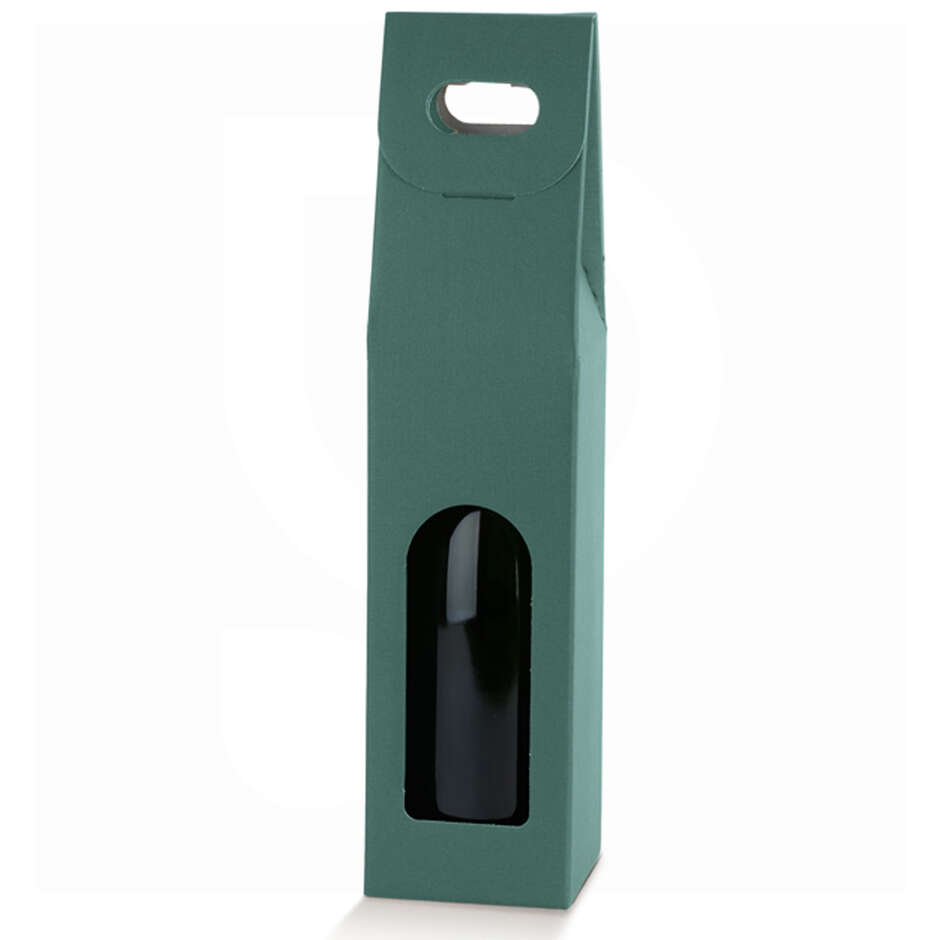Green wine carry box for 1 bottle fiber effect (50 pieces)