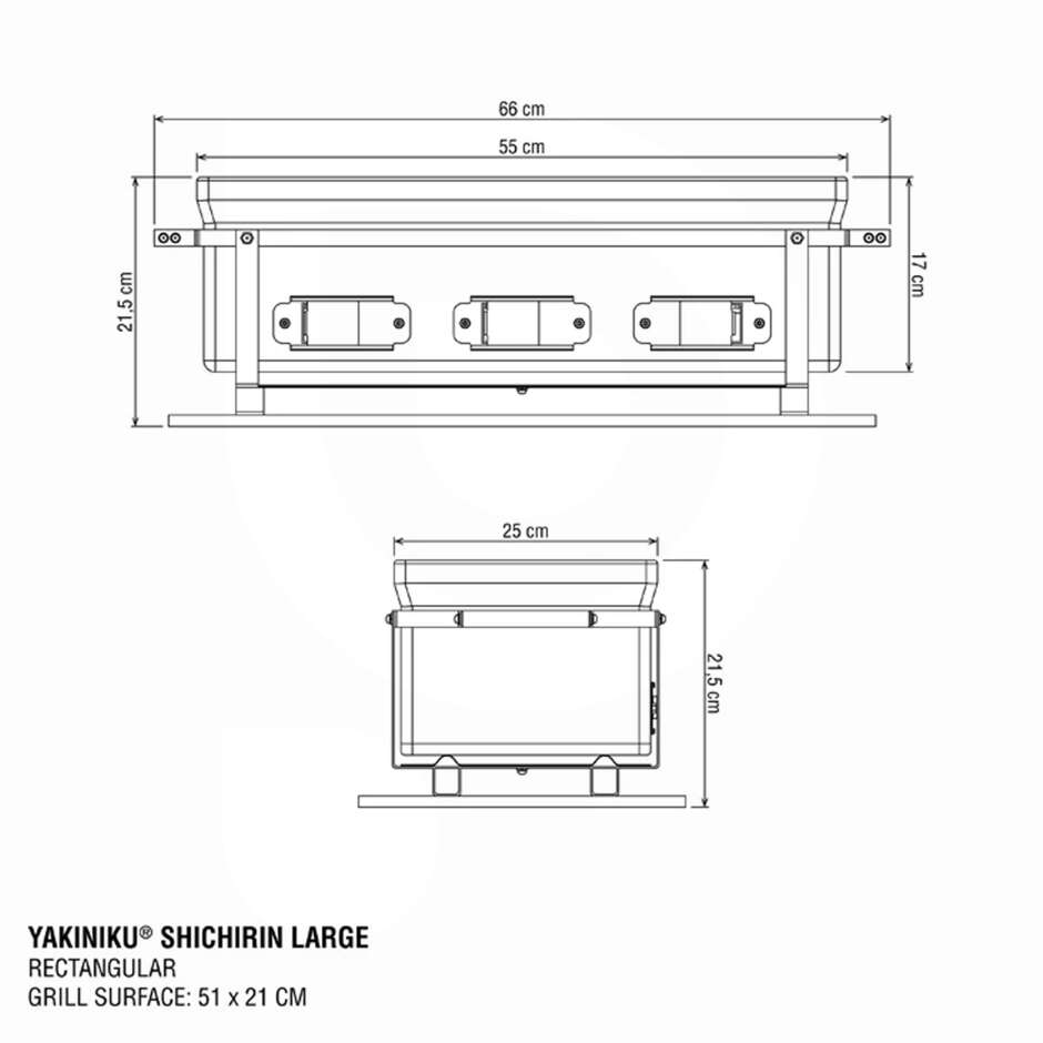 Gril de Table Shichirin Grand Rectangulaire pour 4 à 8 personnes