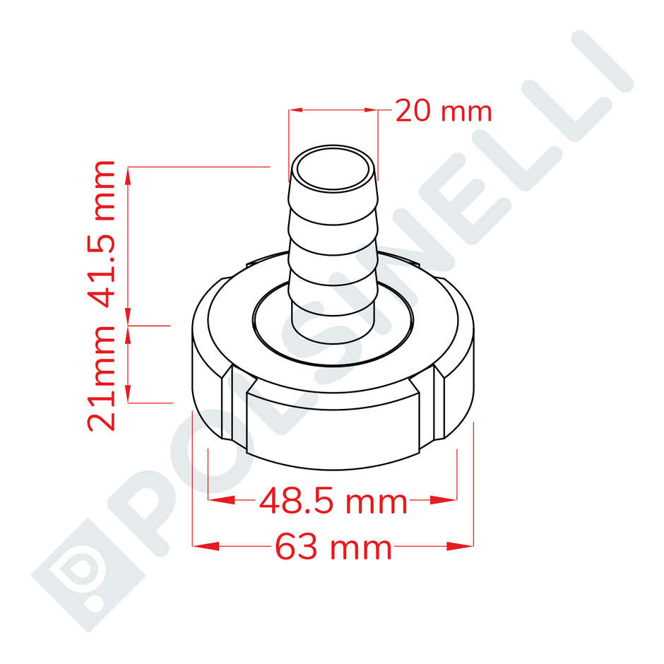 Hose connector DIN 25 M with swivel for ⌀ 20 hose