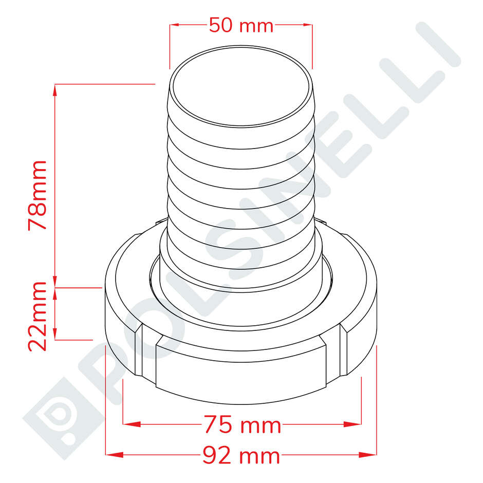 Portagomma inox DIN 50 M c/girello per PG 50 