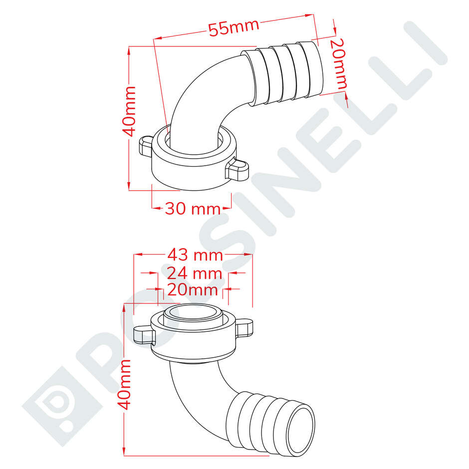 Kit Portagomma curvo più girello NOVAX 20