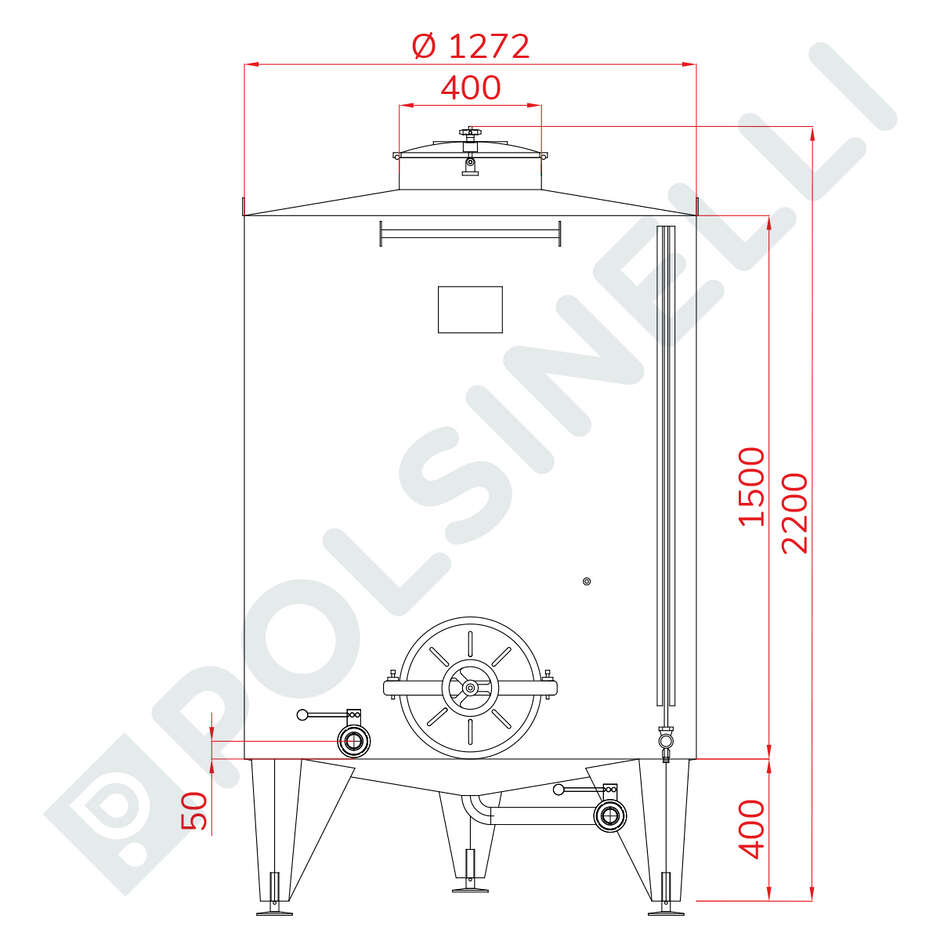 Lagerbehälter L 2000 Ø1270 mit Türchen Ø400