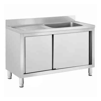 Lavello armadiato inox con 2 porte scorrevoli - 1200x600
