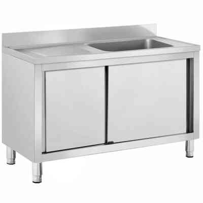 Lavello armadiato inox con 2 porte scorrevoli - 1300x600