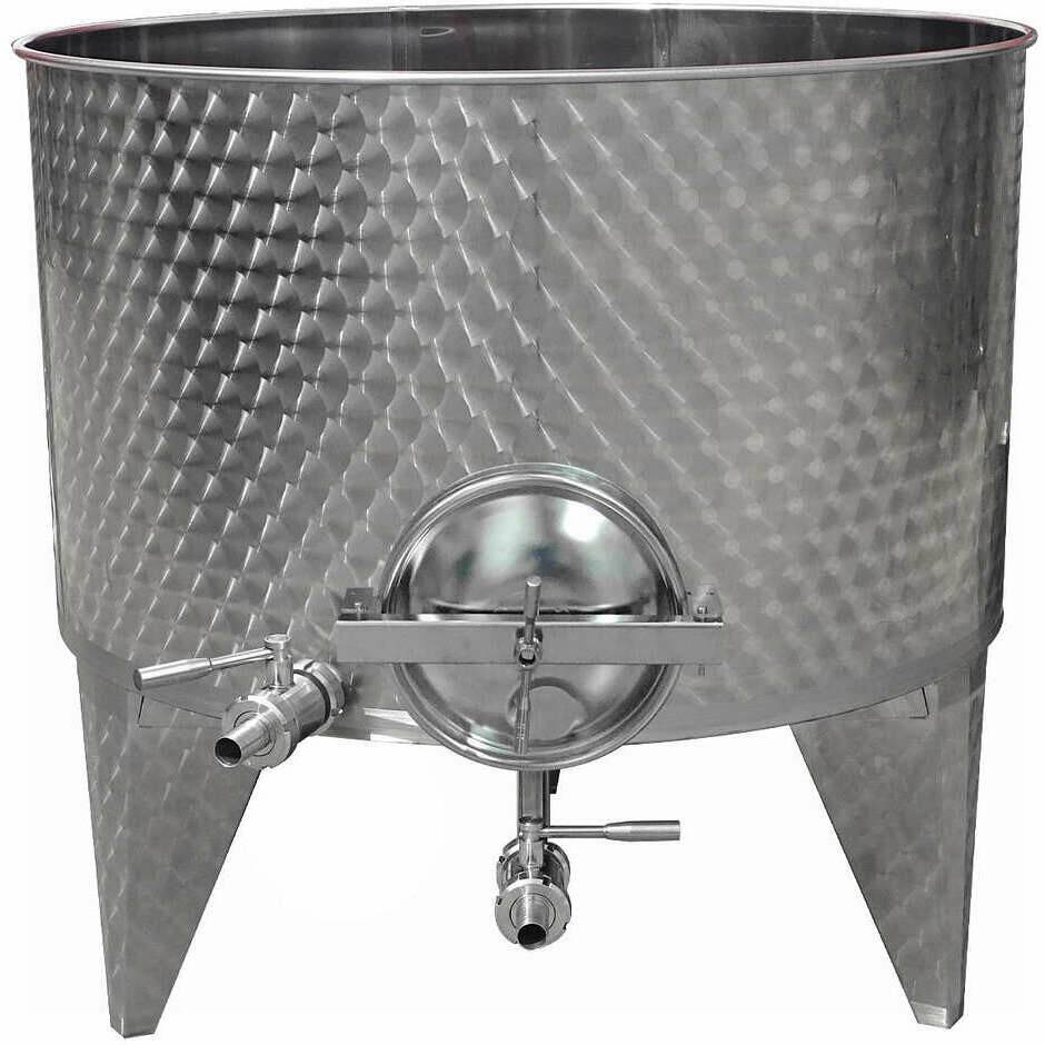 Mastello inox Conico 10° da 200 L con portella Ø 300