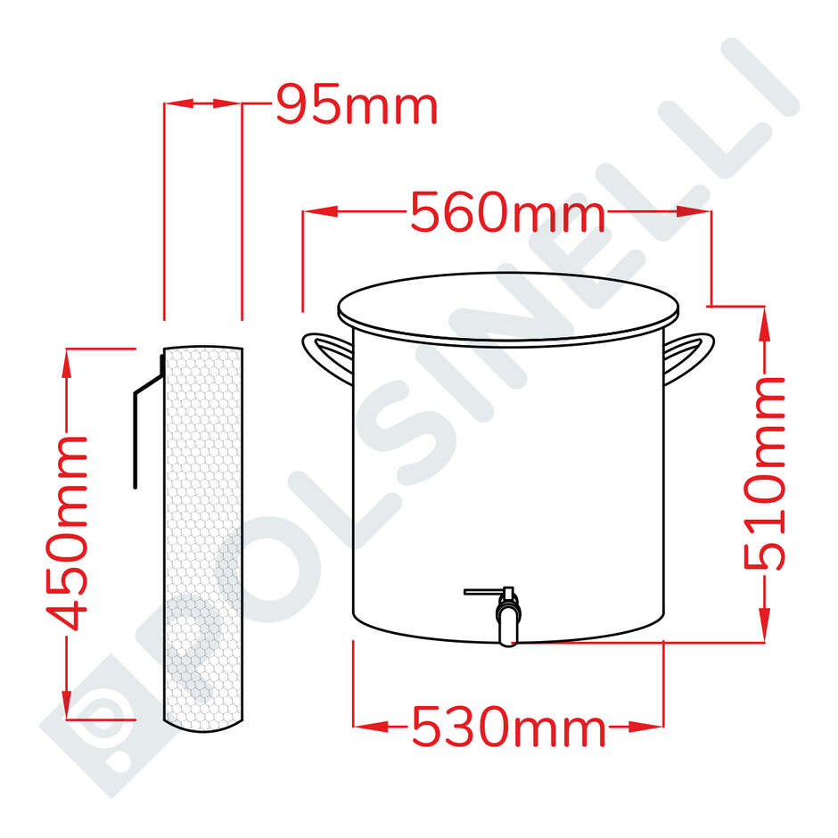 Mastello inox per vinaccia 100 L