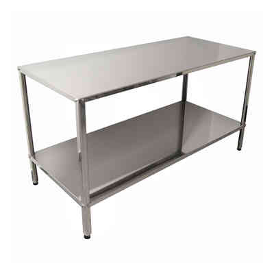 Mesa de acero inox con estante 2000 x 700 mm