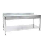 Mesa de acero inox con estante y borde 2000 x 700 mm