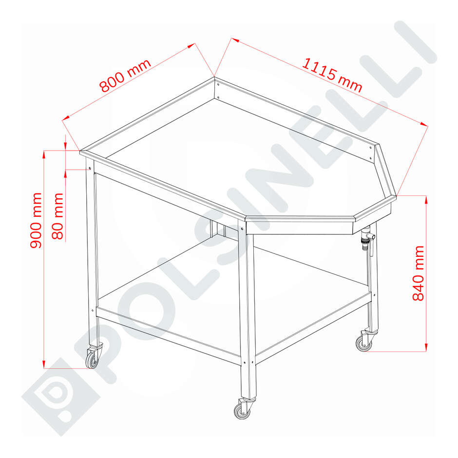 Mesa de separación de acero inoxidable 1000X800 con estante