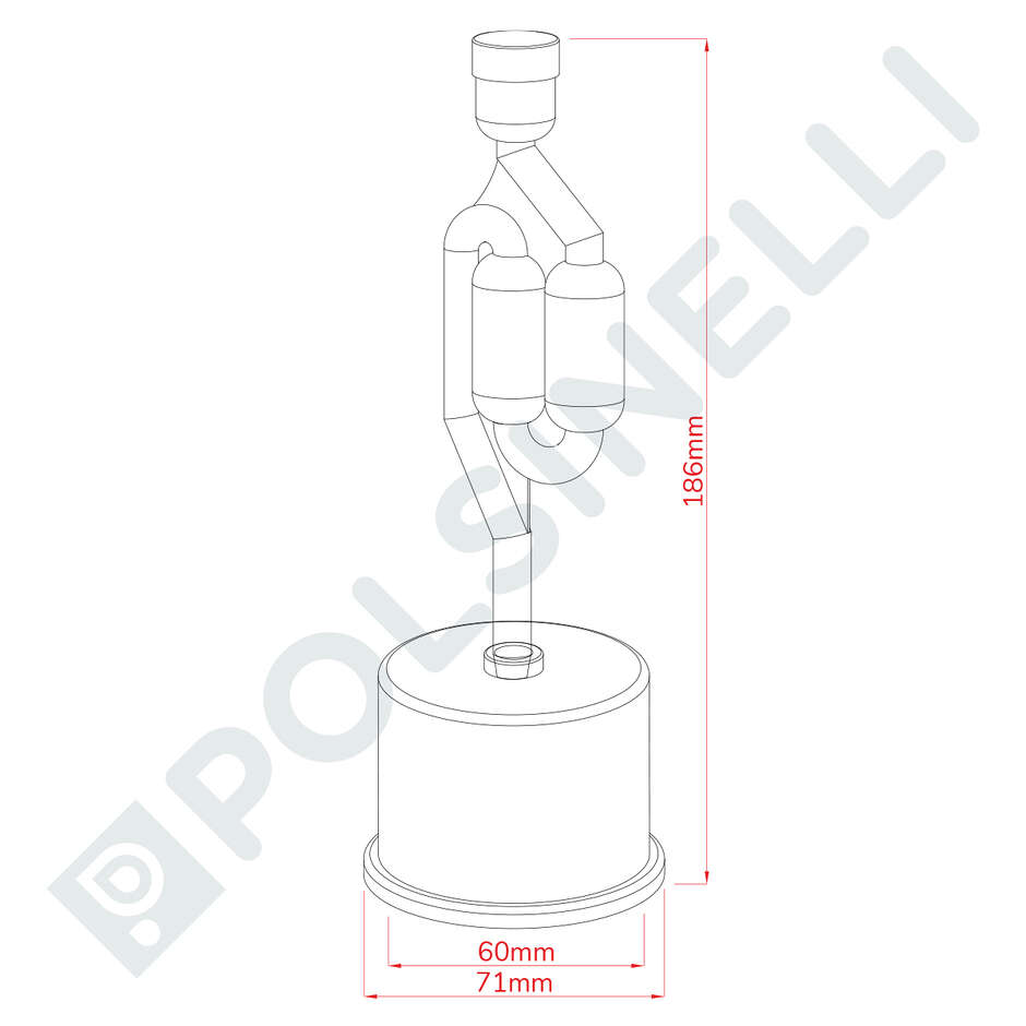 Minifermentatore a 2 bolle con Cappellotto in gomma (∅ 60 mm) 