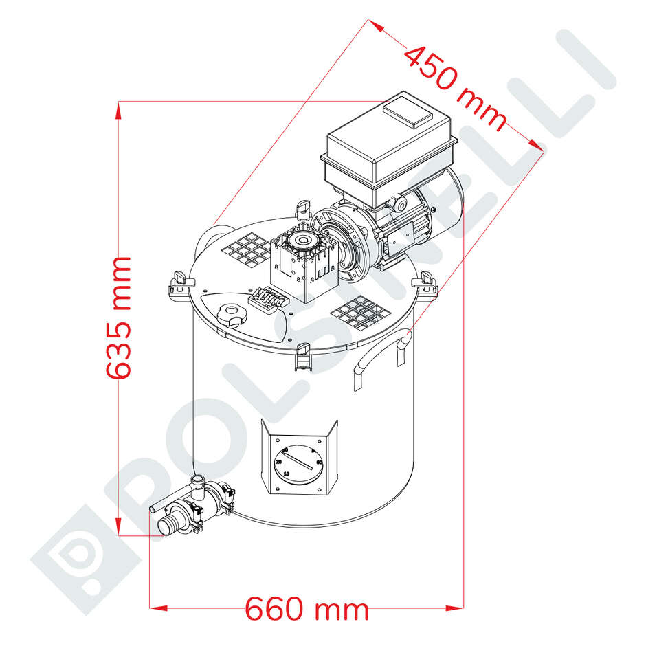 Olla motorizada para marmelada 35 L Tri-Clamp con inversor 