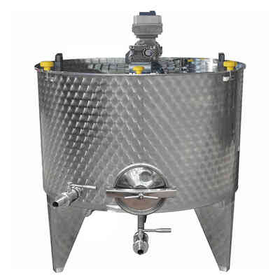 Motorized stainless steel tank 10° Conical Bottom 300 L with Inverter and Ø300 manhole