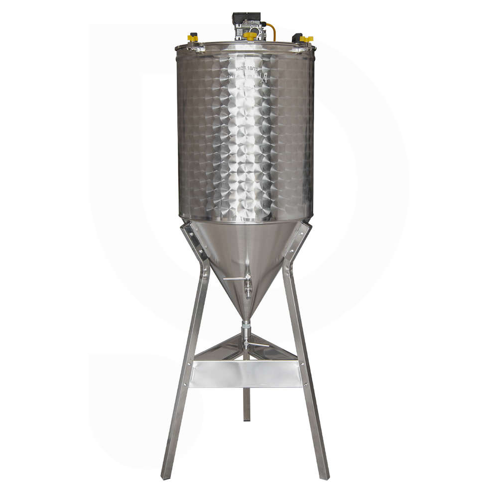 Motorized stainless steel tank 60° conical trunk 150 L