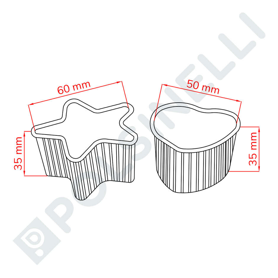 Moule Coeur et étoile pour fromage/ricotta 50 gr (10+10 pcs)