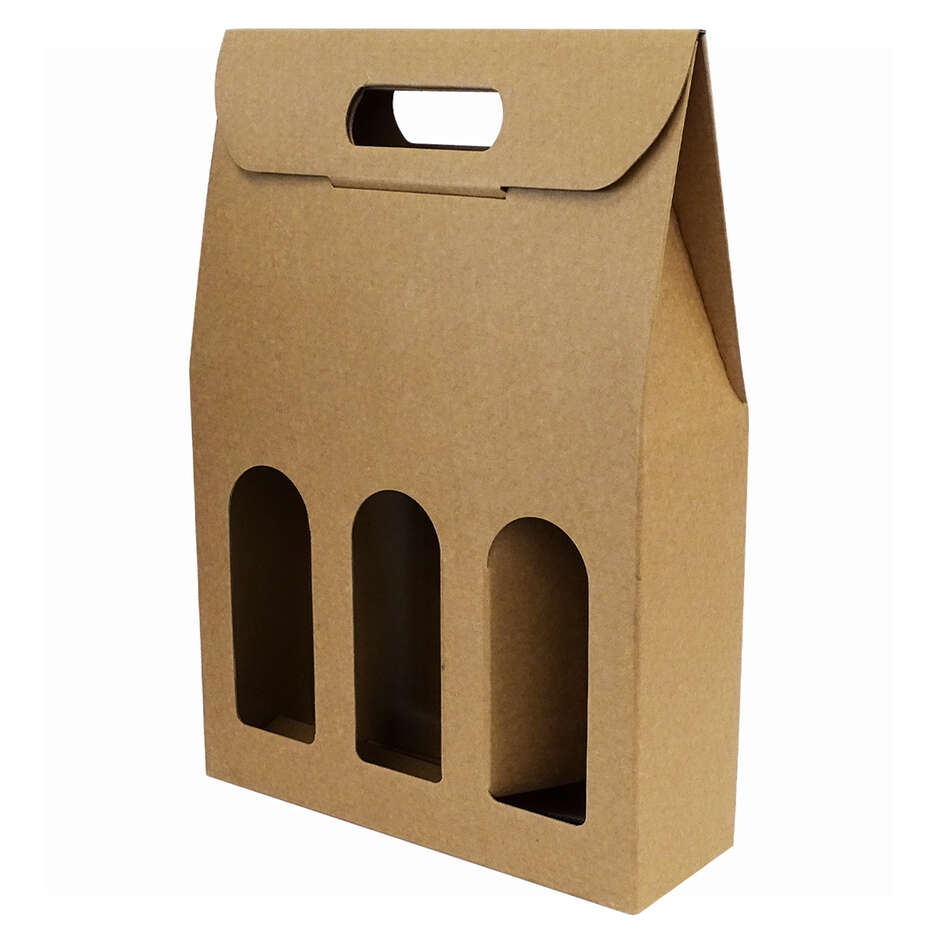 Natural tan carry wine box for 3 bottles (10 pieces)