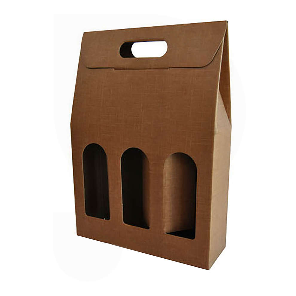 Natural tan carry wine box for 3 bottles (30 pieces)