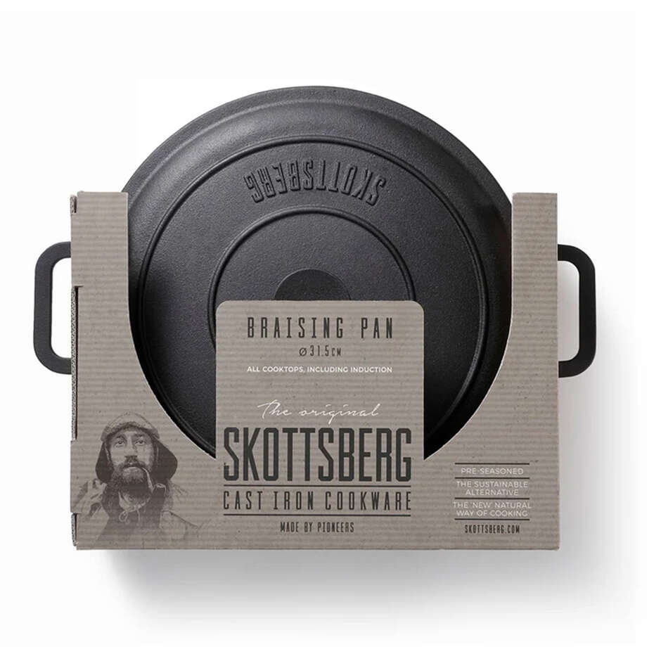 Niedrig Gusseisen-Schmortopf Cast Iron mit Deckel Ø 31,5 cm – 3 L