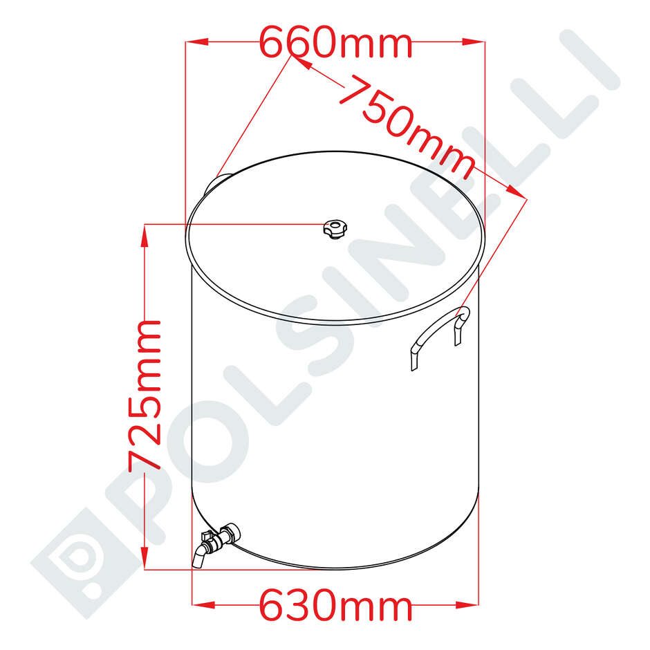 Olla en acero inox 200 L con grifo