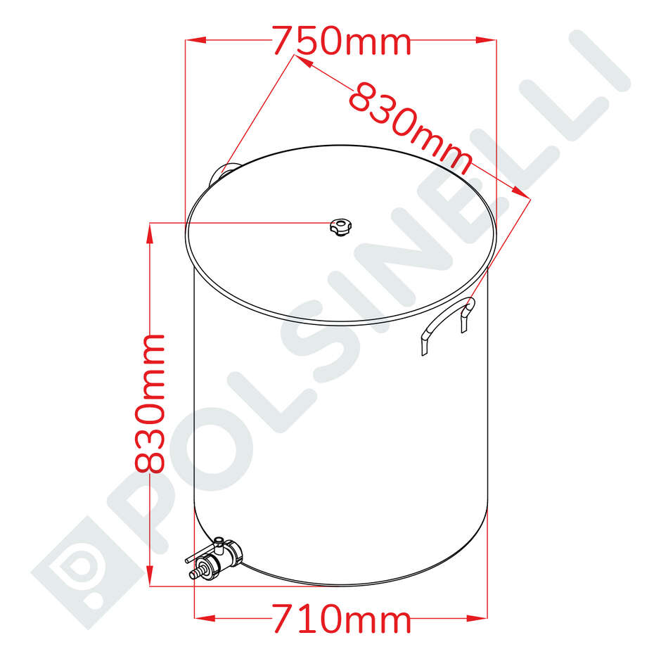 Olla en acero inox 300 L con grifo