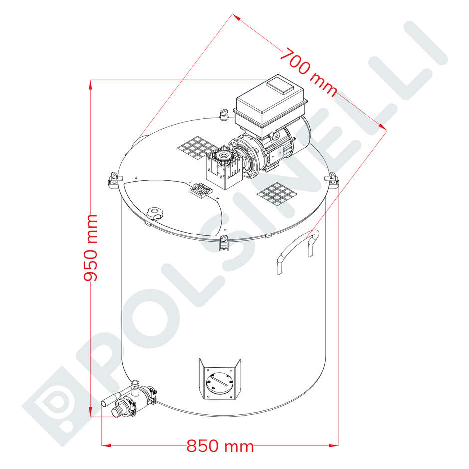 Olla motorizada para marmelada 200 L Tri-Clamp con inversor 
