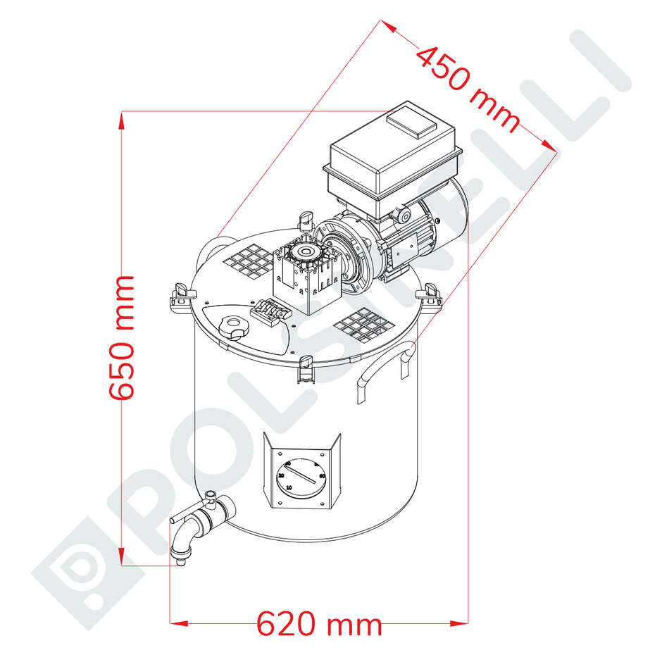 Olla motorizada para marmelada con inversor - 35 L