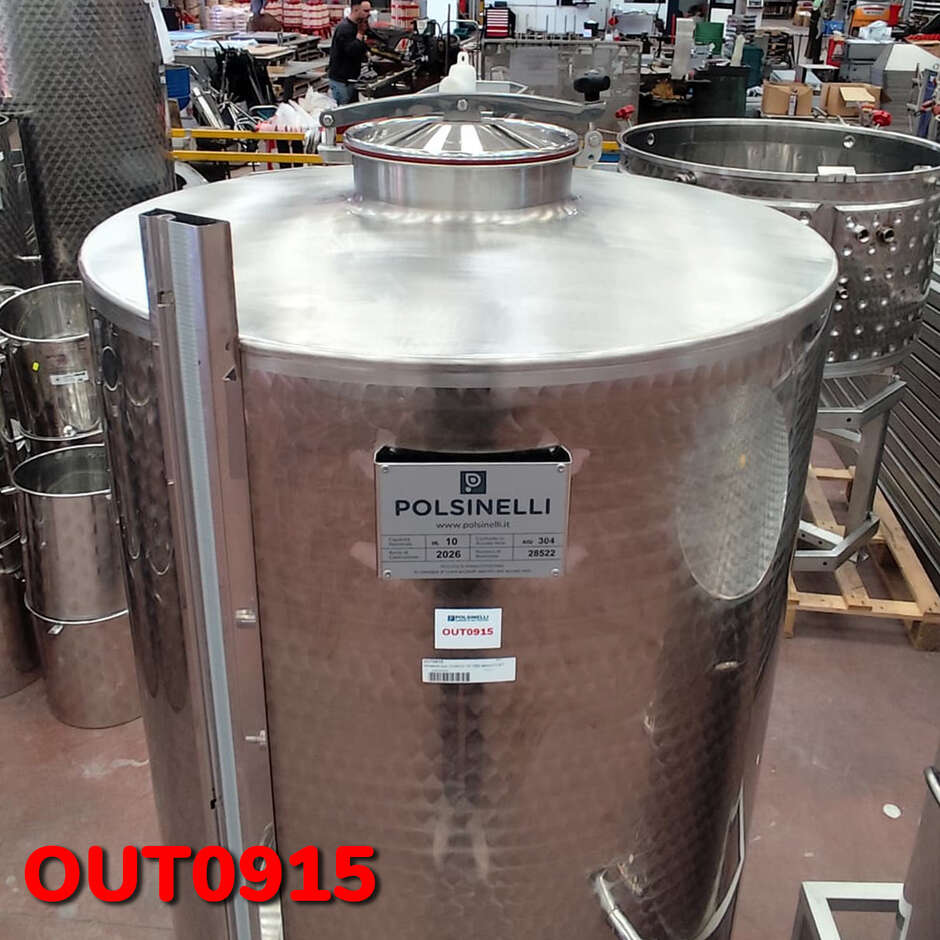 OUTLET - 1000 L Stainless Steel Storage Tank Ø1025 with Conical Bottom and Ø300 Manhole