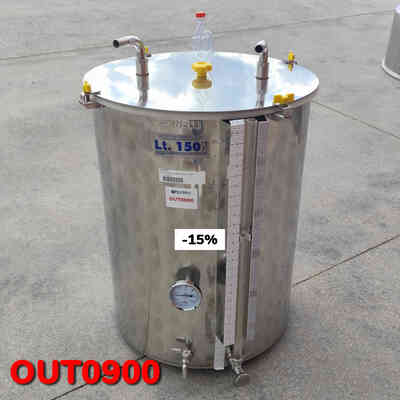 OUTLET - 150 L Edelstahl Kühlfermenter mit Glattboden mit Weinprüfer