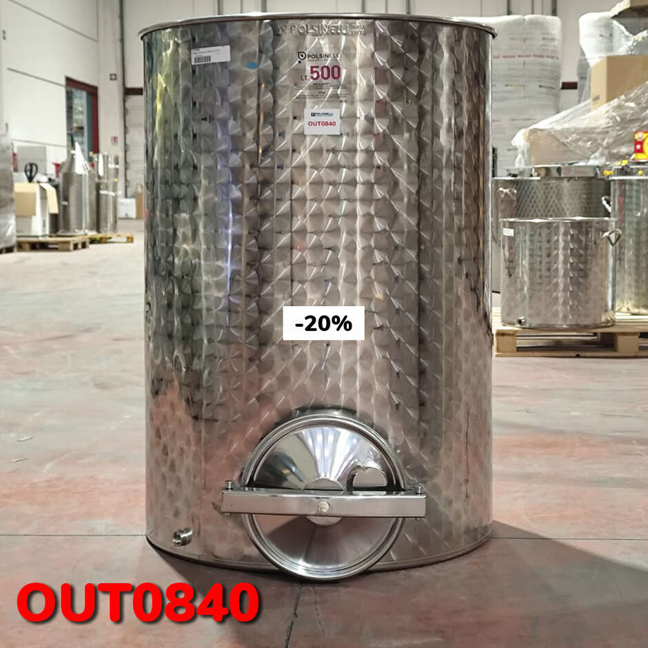 OUTLET - Cuve inox 500 L avec trappe de vidange Ø300 mm