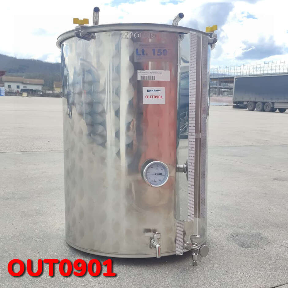 OUTLET - Fermenteur de bière réfrigéré inox 150 L fond plat avec goûteur à vin