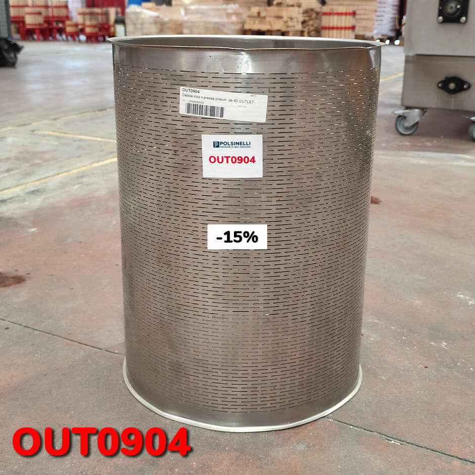 OUTLET - Jaula de acero inoxidable para prensa neumática e hidráulica de 40 L
