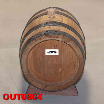 OUTLET - New 15-Litre Chestnut Wood Vinegar Barrel with Stand and Tap