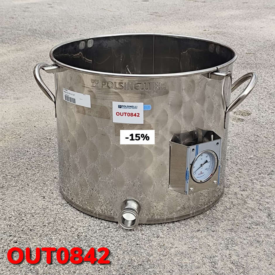 OUTLET - Olla de producción de acero inoxidable Tri-Clamp de 50 L
