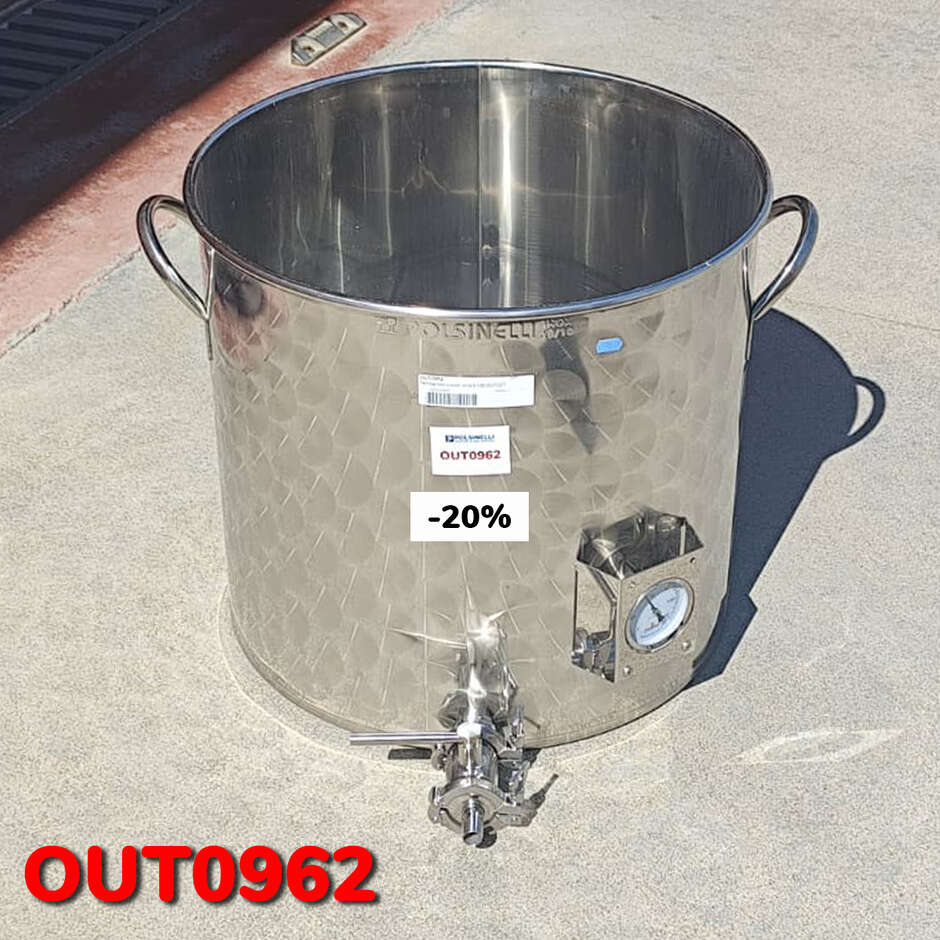 OUTLET - Panela de aço inoxidável com conexão Tri-Clamp de 100 L