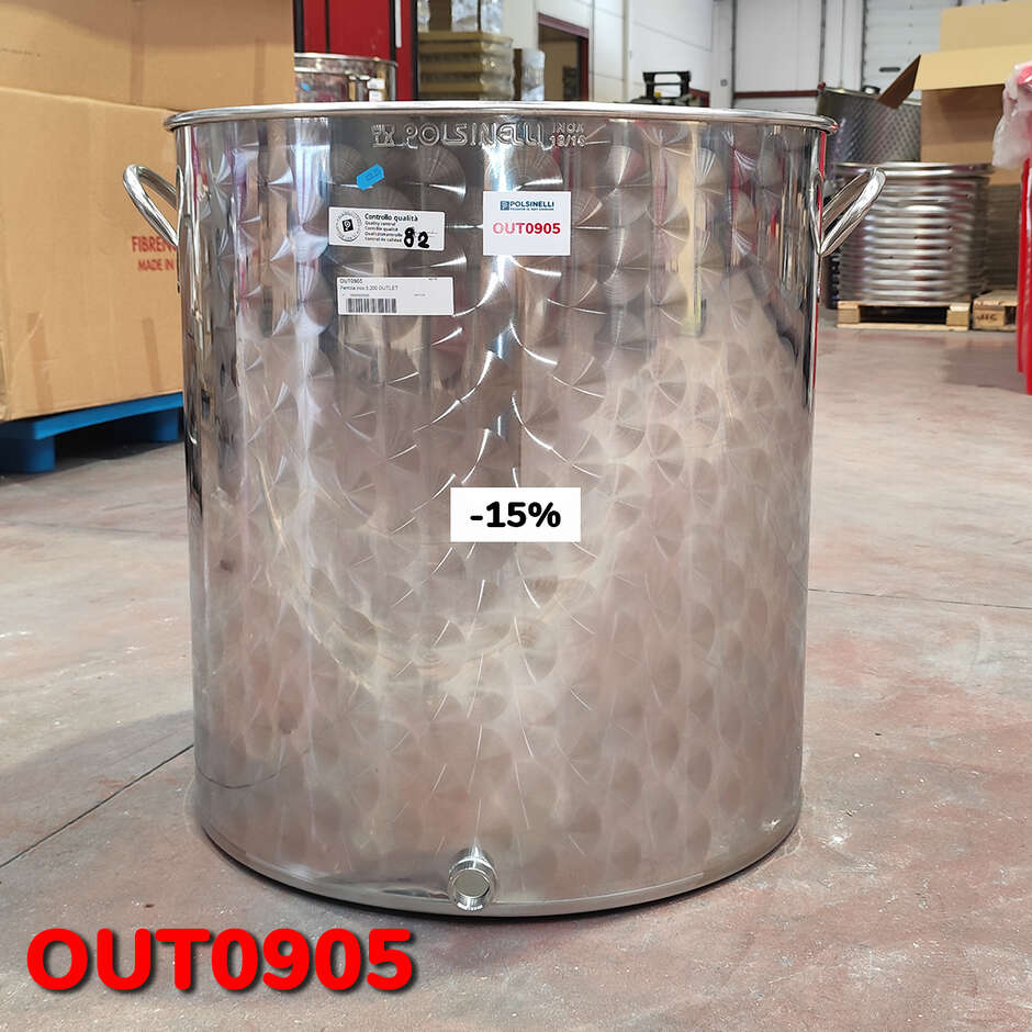 OUTLET - Panela de aço inoxidável com torneira 200 L 