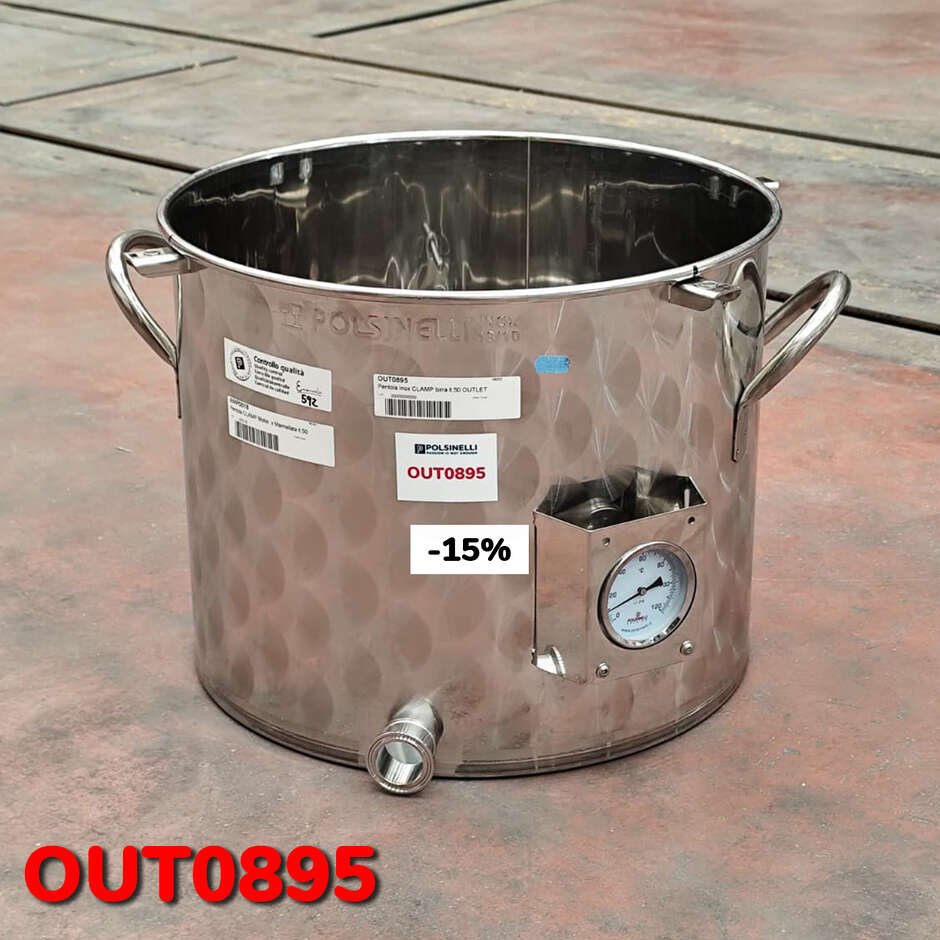 OUTLET - Pentola Inox di produzione con attacco Tri-Clamp 50 L