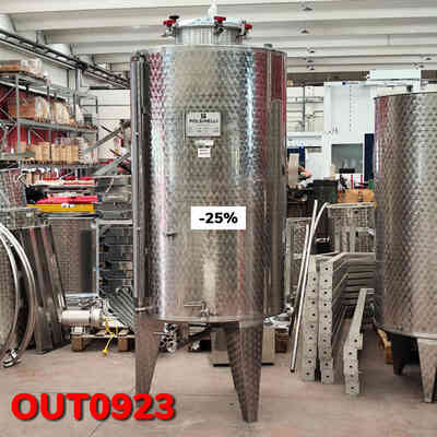 OUTLET - Serbatoio inox 1000 L Conico 10° da Stoccaggio - Ø930  con predisposizione azoto