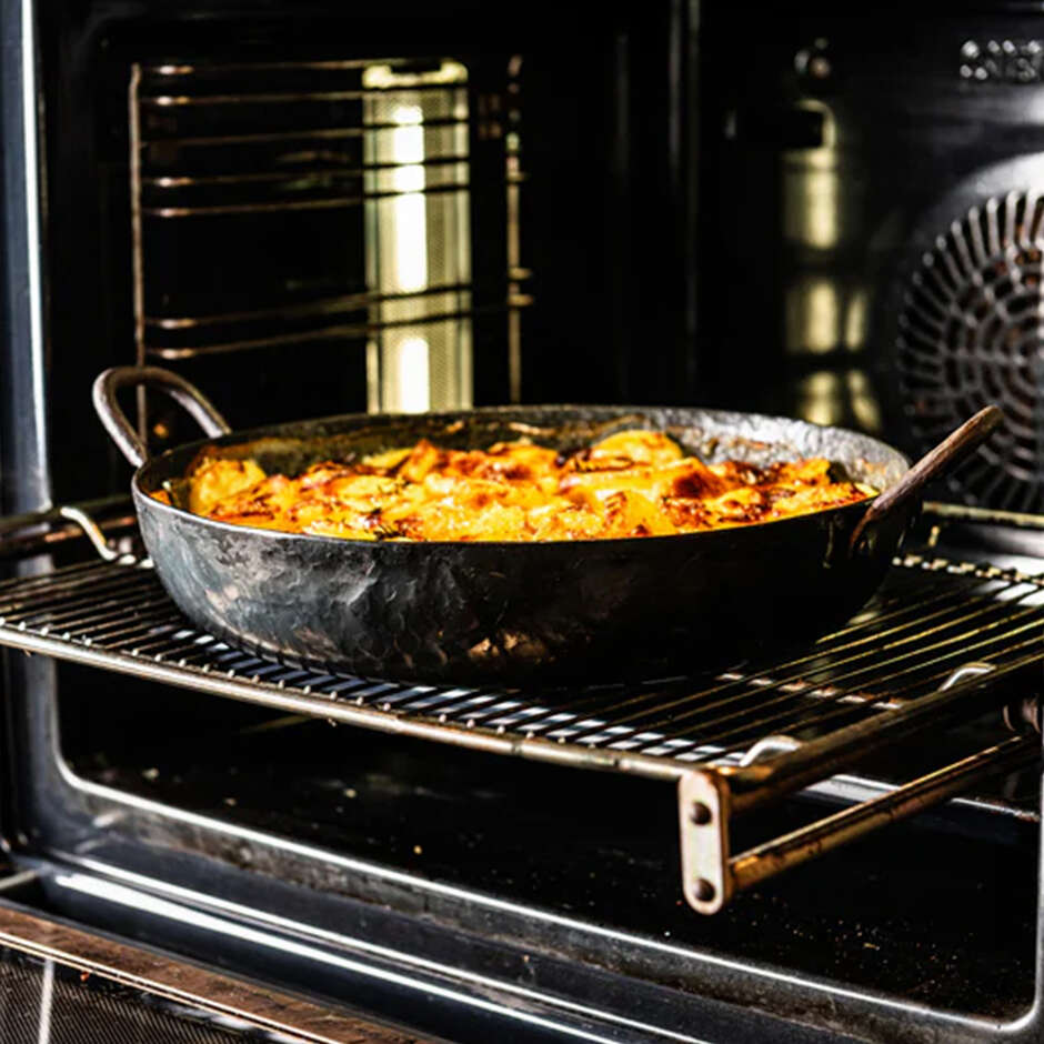 Padella Forged Ø28 con doppio manico – Acciaio al carbonio