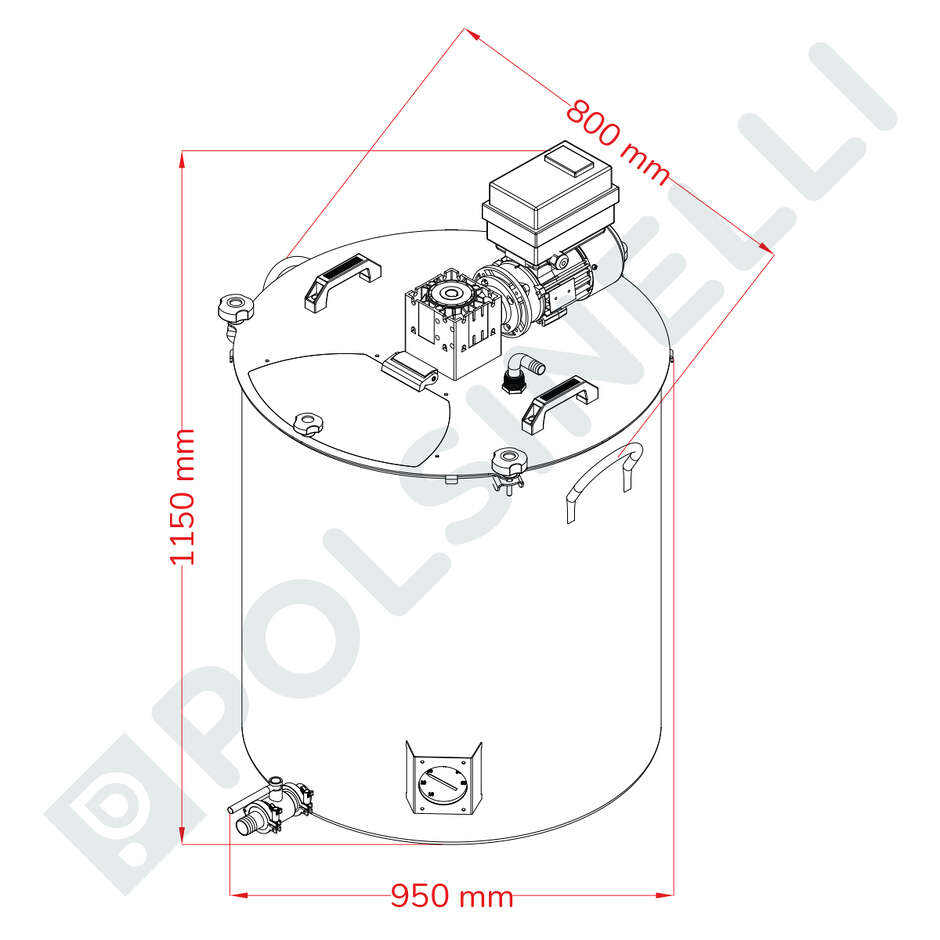 Stainless Steel Motorized Pot Tri-Clamp with Inverter - 300 L