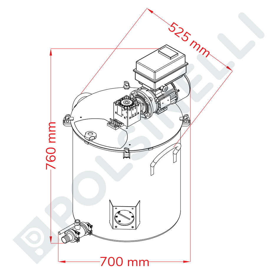 Pentola motorizzata inox Tri-Clamp con inverter - 75 L