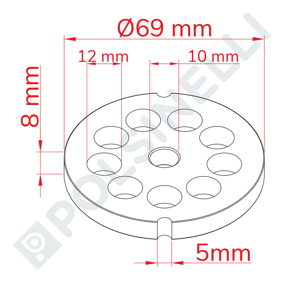 Placa de aço inoxidável para moedor N.12 F12 
