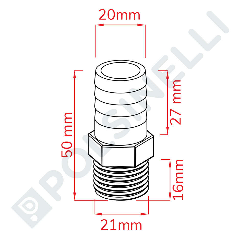 Portagomma inox 1/2" per PG 20