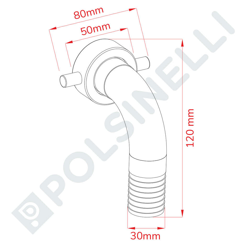 Portagomma inox curvo ENO 30 per PG 30