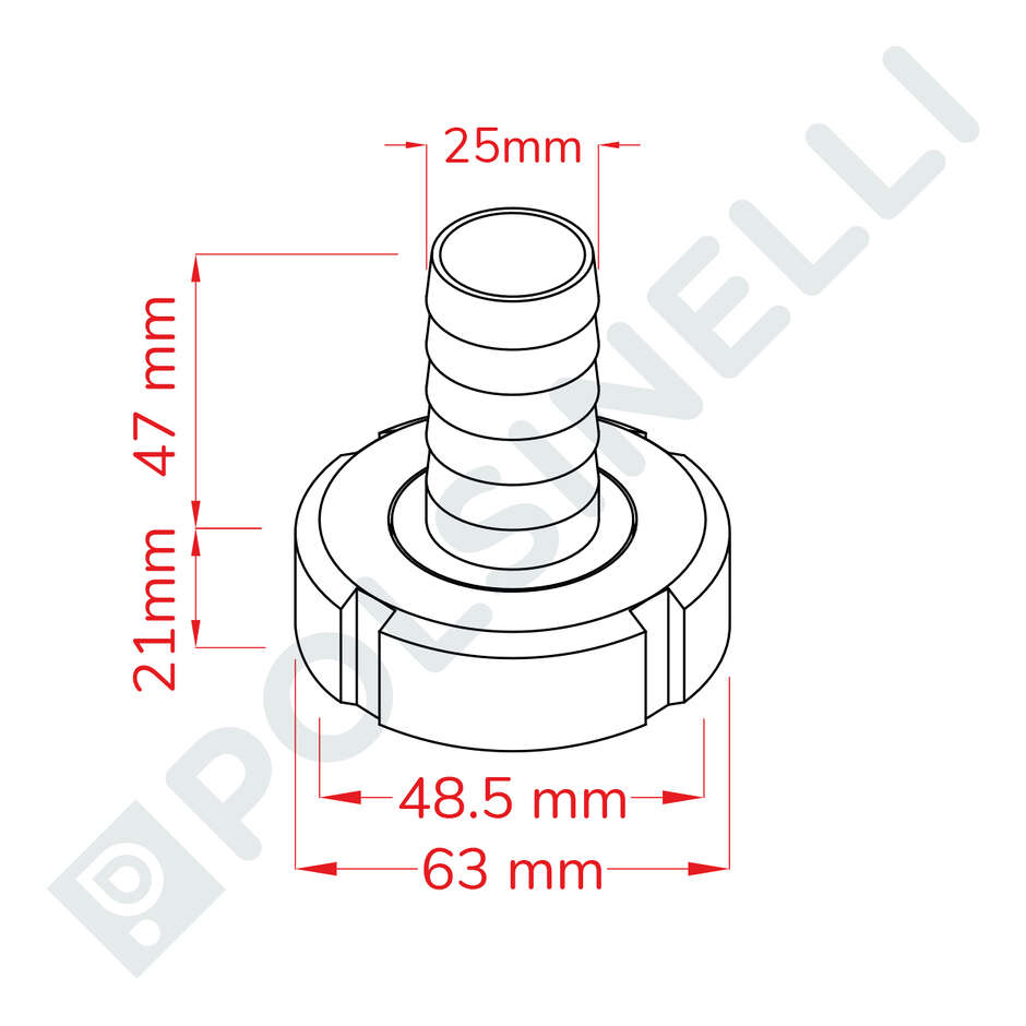 Portagomma inox DIN 25 M c/girello per PG 25 