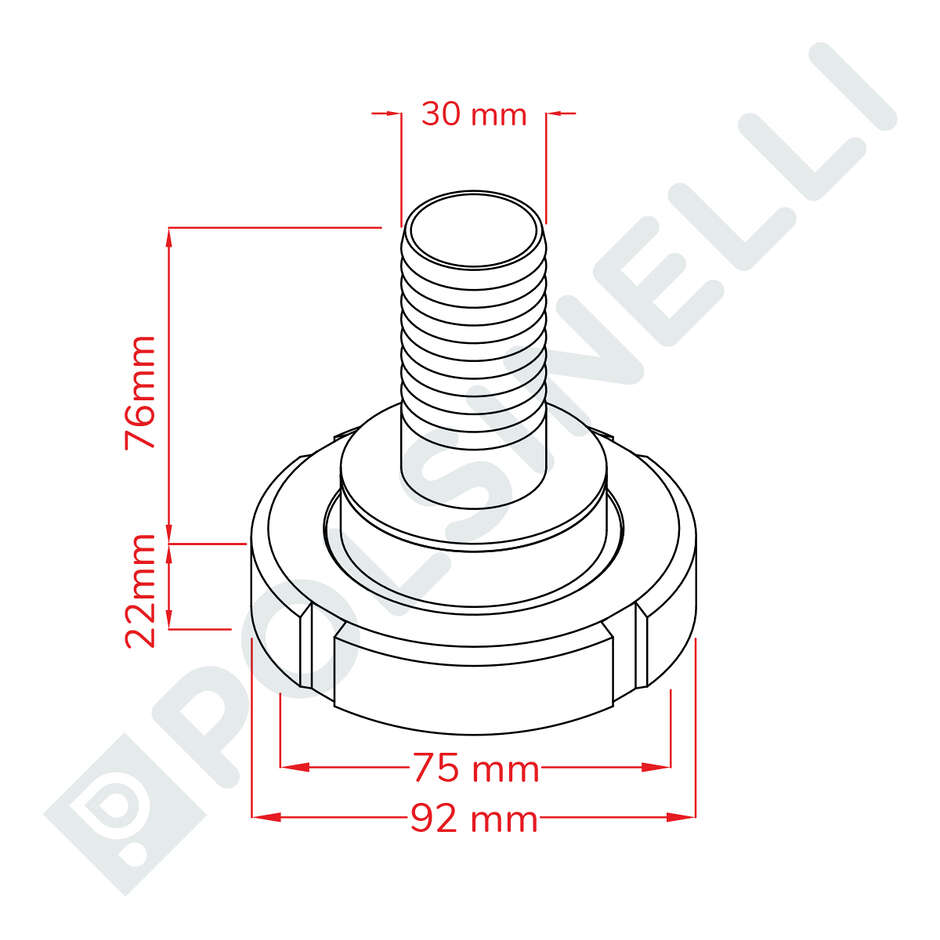 Portagomma inox DIN 50 M c/girello per PG 30