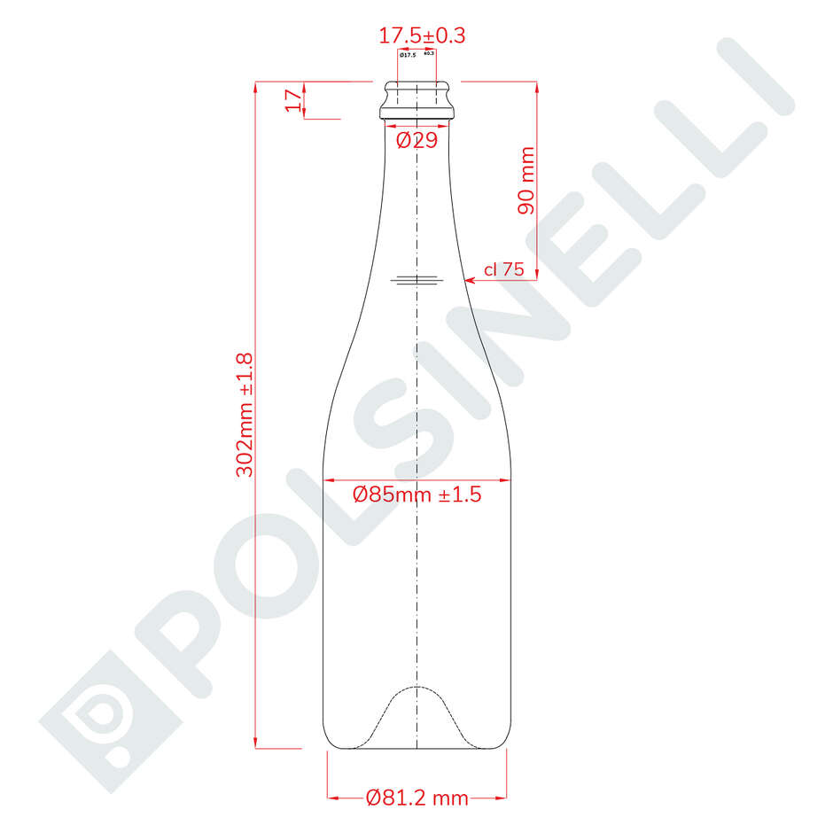 Prosecco bottle 750 ml 700 gr (12 pieces)