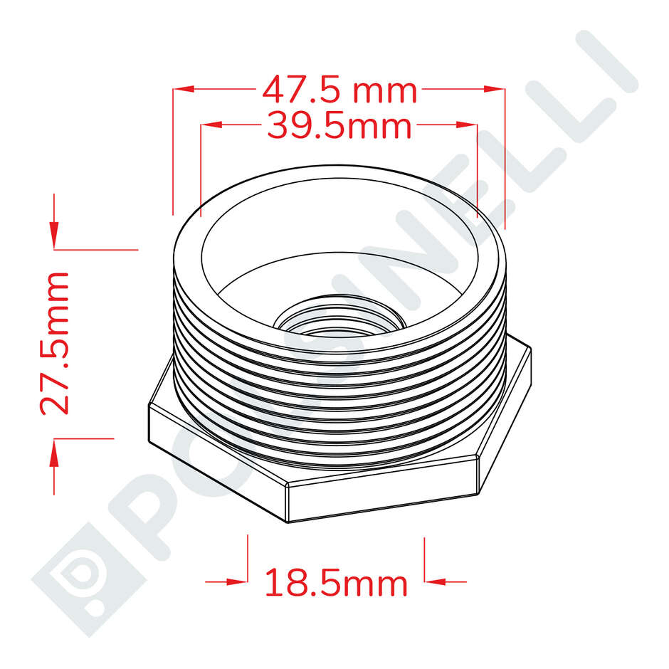 Réduction filetée Inox 1" 1/2 x 1/2"