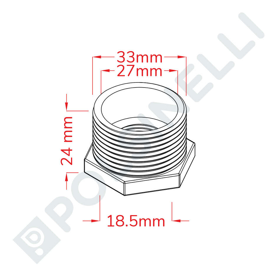 Réduction filetée inox 1" x 1/2"