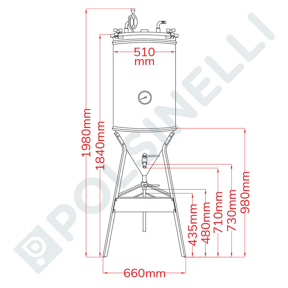 Refrigerated conical trunk beer fermenter 60° 200 L