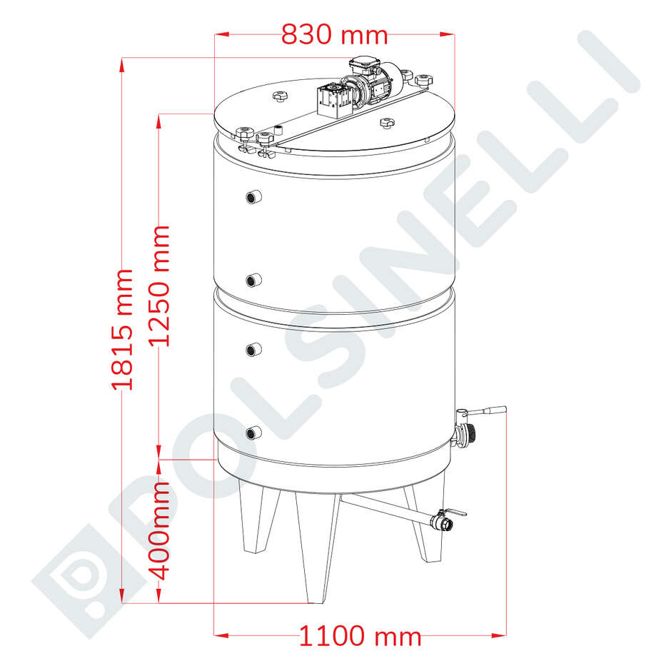 Refrigerated Stainless Steel 10° 600 L Fermentation Tank