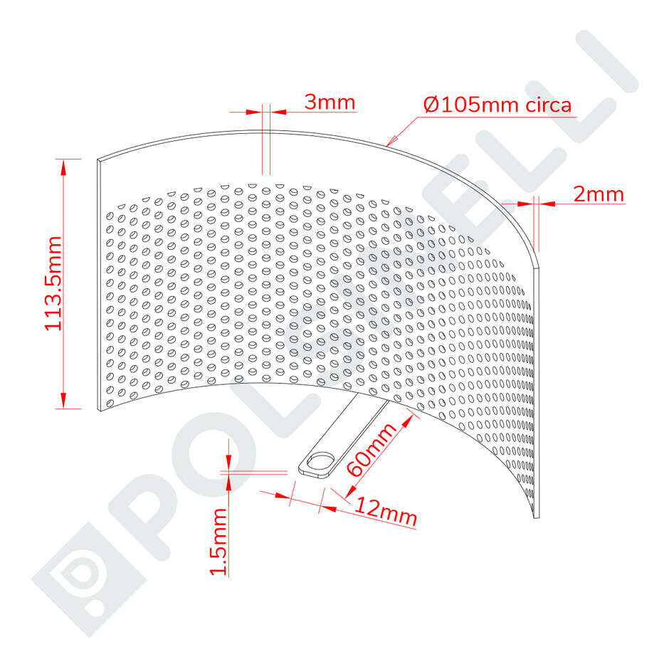 Rejilla para molino de fruta Ø 3 mm
